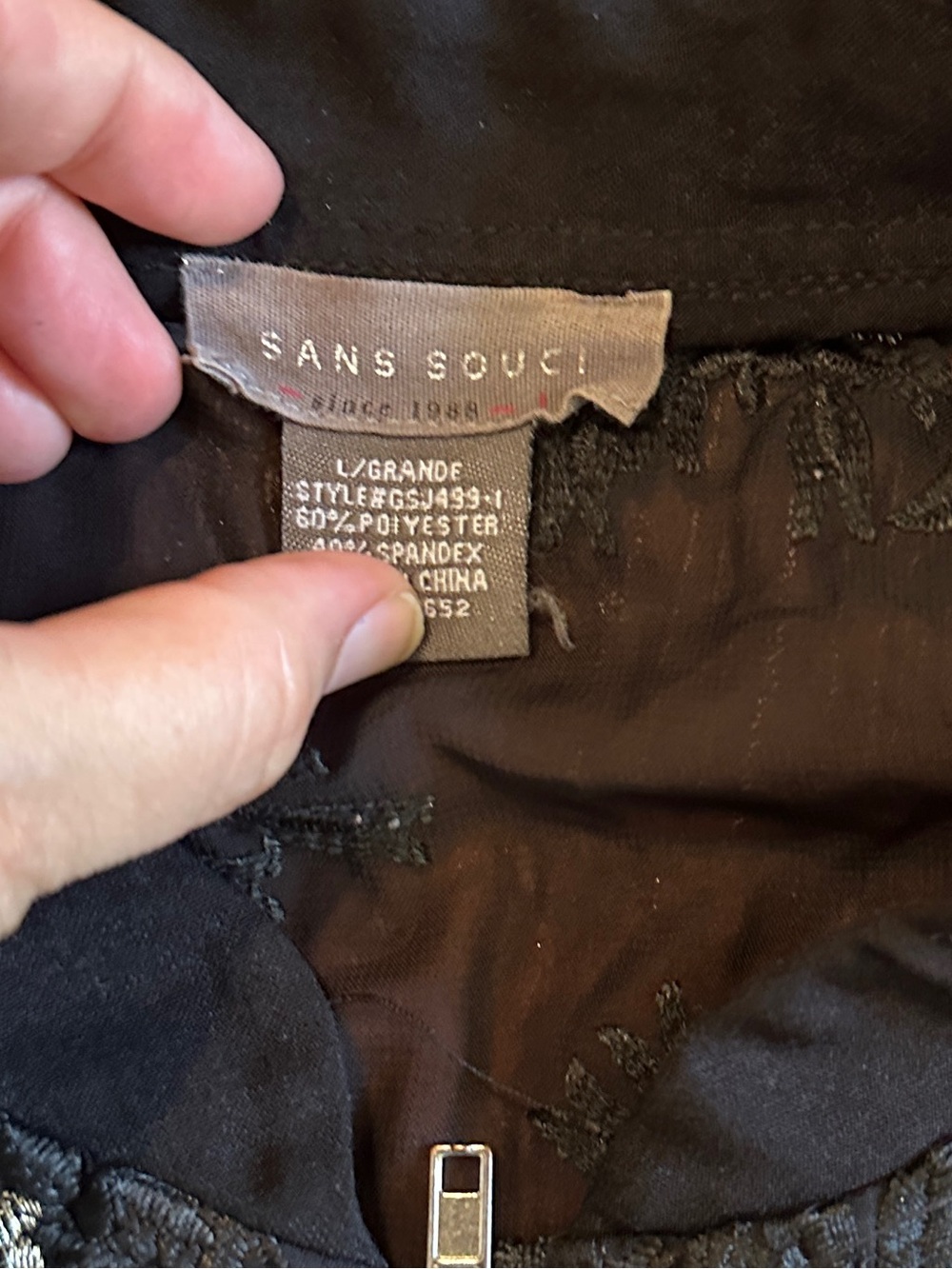 Sans Souci Black Sheer Bomber Jacket with Gold Floral Embroidery - Picture 5 of 9